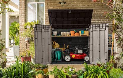 Store-It-Out Pro Outdoor Garden Storage Shed – Beige with Brown Lid, 1200L Capacity