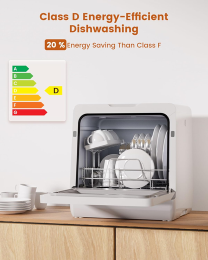 HAVA 2025 Upgraded Table Top Dishwasher – Portable, 8 Wash Programs, Water Softener, Child Lock & Delayed Start