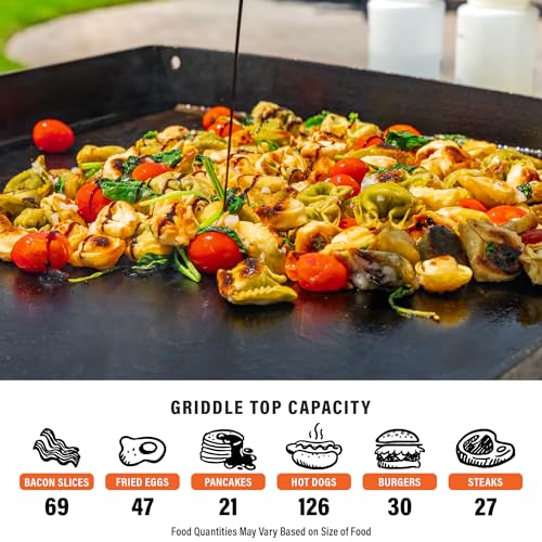 Blackstone 36 Inch Gas Griddle Cooking Station 4 Burner Flat Top Gas Grill Propane Fuelled Restaurant Grade Professional 36” Outdoor Griddle Station with Side Shelf (1554)