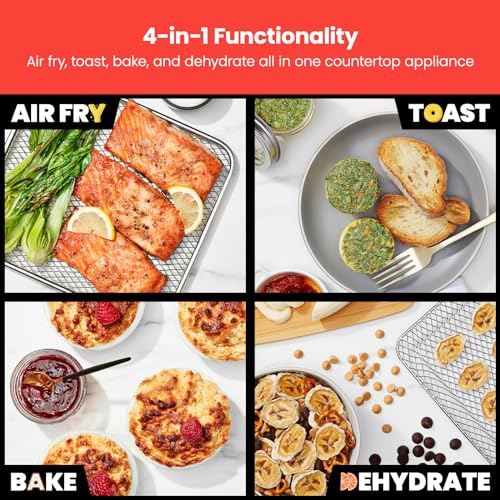 Chefman Toast-Air Touch Air Fryer Toaster Oven Combo, 4-In-1 Black Convection Oven Countertop, Cook a 10-In Pizza, 4 Slices of Toast, Air Fry, Bake, Air Broil, Dehydrate, 21 Qt
