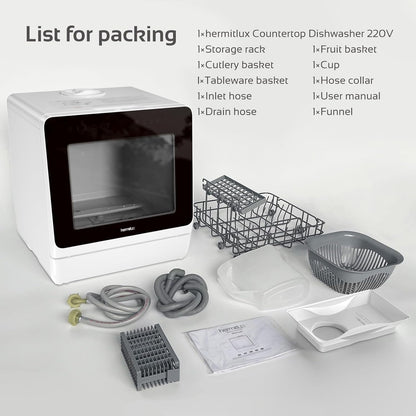 Table Top Dishwasher 7+3 Programmes, Mini Countertop Dishwasher with 5 Place Settings, Delayed Star Function & Child Lock