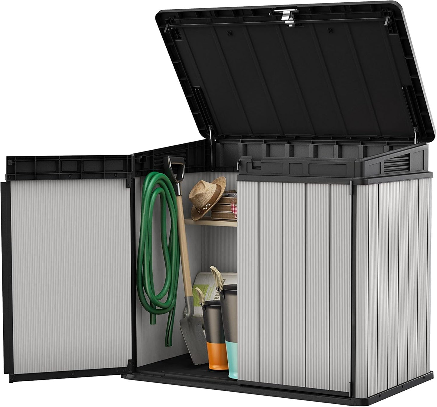 1150L Outdoor Garden Storage Shed – Grey & Black