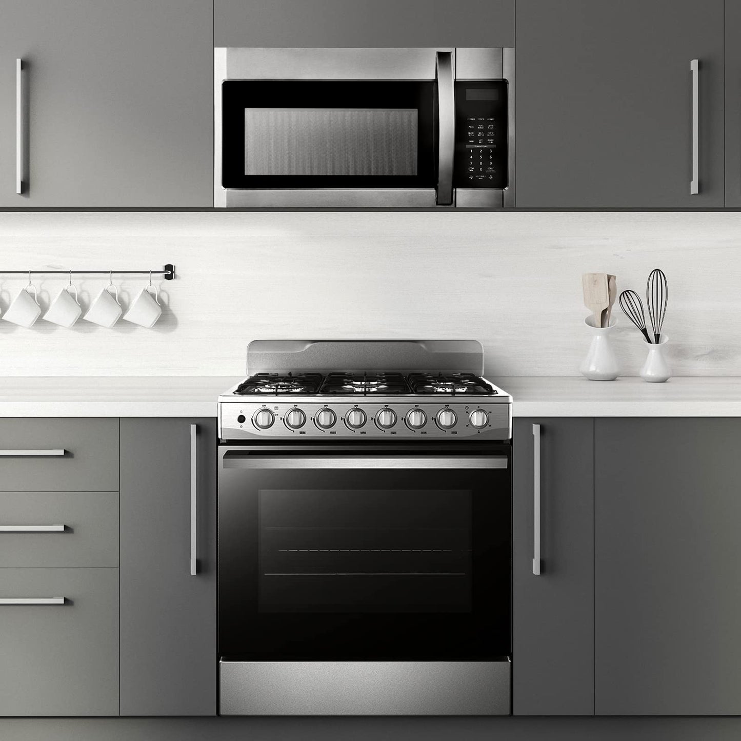 BLACK+DECKER EM044KB19 Over The Range Microwave Oven with One Touch, 1000 Watts, 400 CFM and Sensor Cooking, OTR 1.9 Cu.ft