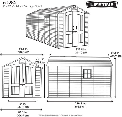 7 × 12 Ft Outdoor Storage Shed – Dual-Wall HDPE Construction with Steel Reinforcement