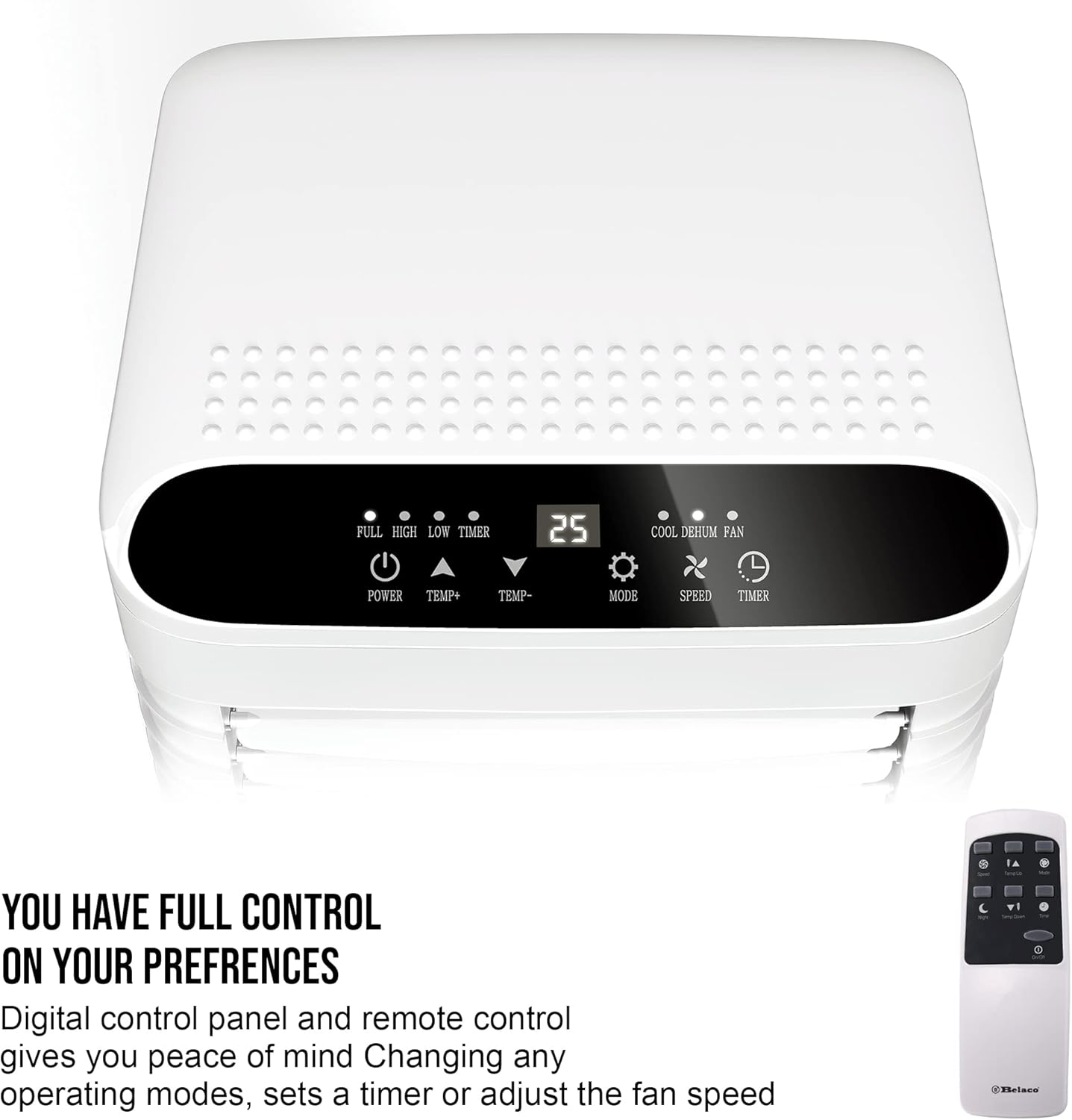 9,000 BTU Portable Air Conditioner – 4-in-1 Cooling, Fan, Dehumidifier, Night Mode with Remote and Window Kit