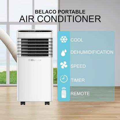 9,000 BTU Portable Air Conditioner – 4-in-1 Cooling, Fan, Dehumidifier, Night Mode with Remote and Window Kit