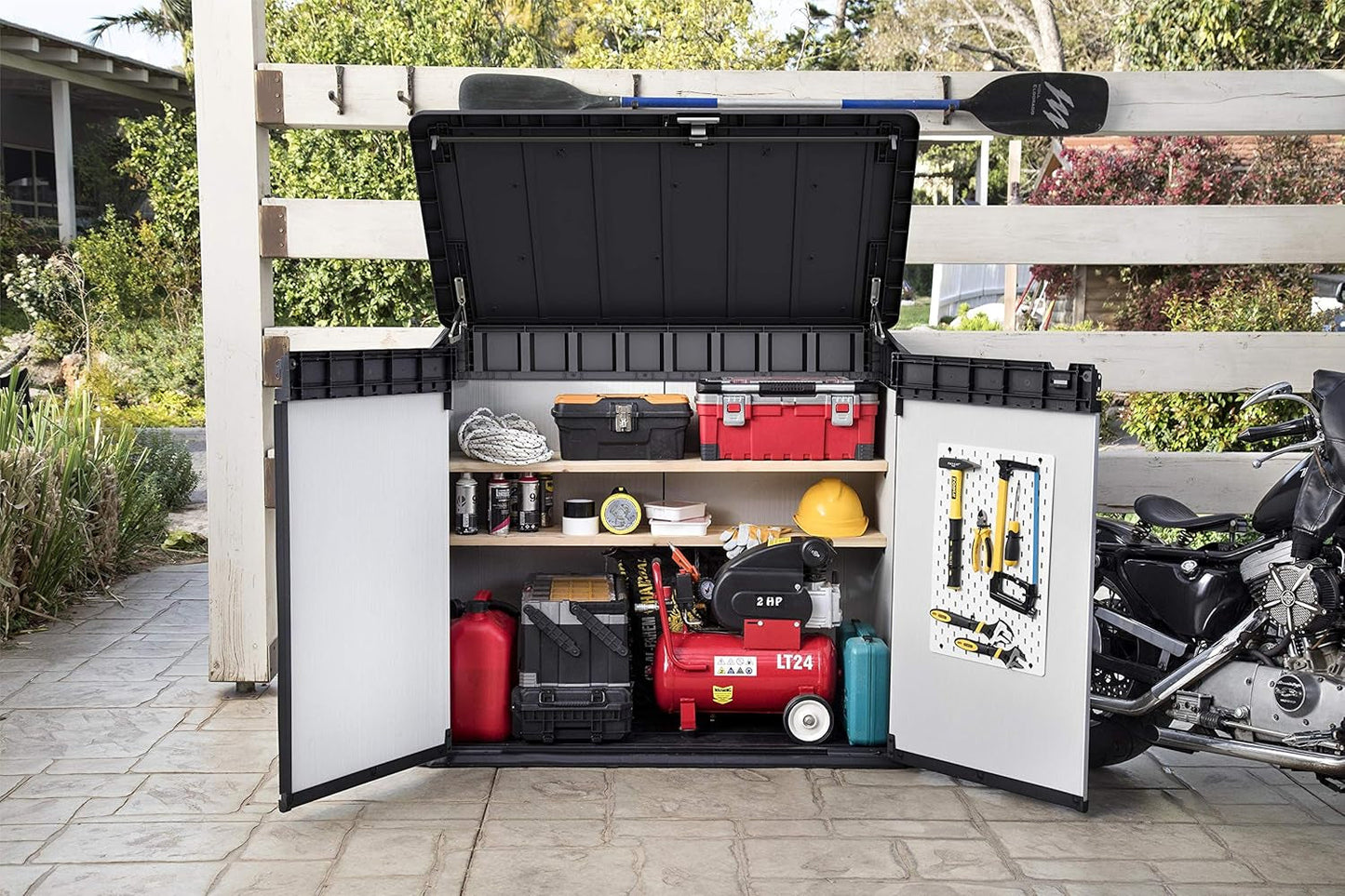 1150L Outdoor Garden Storage Shed – Grey & Black