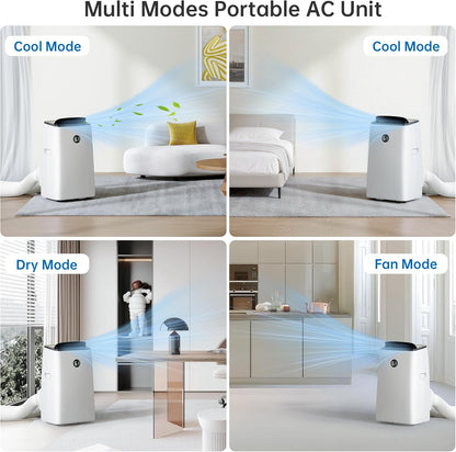 14000 BTU Portable Air Conditioner with Inverter Technology, Dual Hose, Cooling, Fan & Dehumidifier, Remote Control