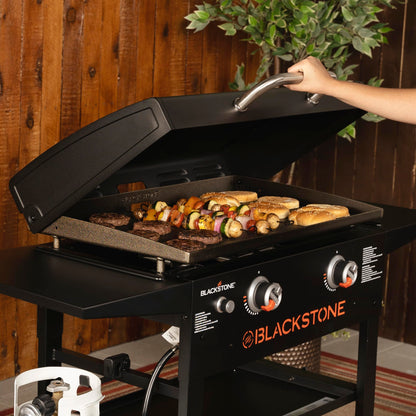 Blackstone 1883 Gas Hood & Side Shelves Heavy Duty Flat Top Griddle Grill Station for Kitchen, Camping, Outdoor, Tailgating, Countertop 28 inch Black