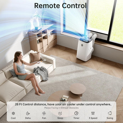 14000 BTU Portable Air Conditioner with Inverter Technology, Dual Hose, Cooling, Fan & Dehumidifier, Remote Control