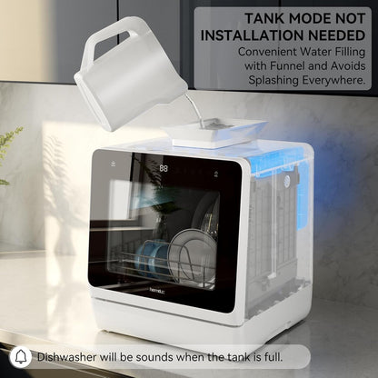 Table Top Dishwasher 7+3 Programmes, Mini Countertop Dishwasher with 5 Place Settings, Delayed Star Function & Child Lock