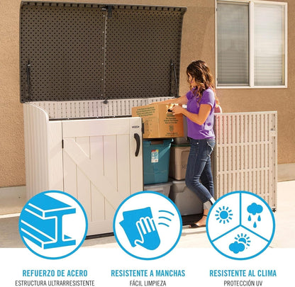 6 × 3.5 Ft Heavy-Duty Horizontal Outdoor Storage Shed – Desert Sand/White