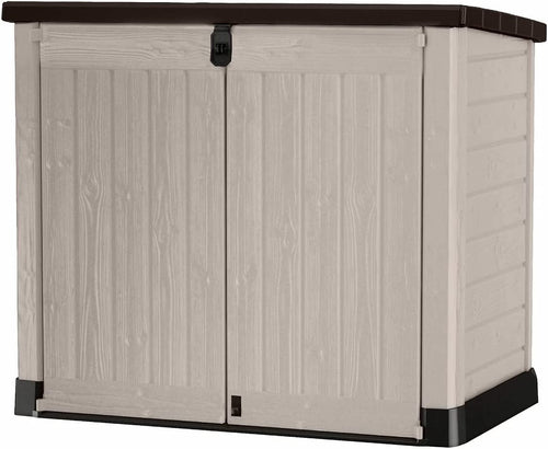 Store-It-Out Pro Outdoor Garden Storage Shed – Beige with Brown Lid, 1200L Capacity