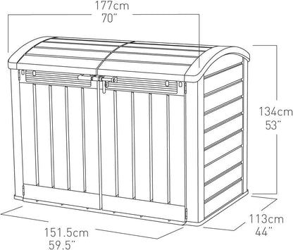 2000L Outdoor Garden Storage Shed – Beige & Brown